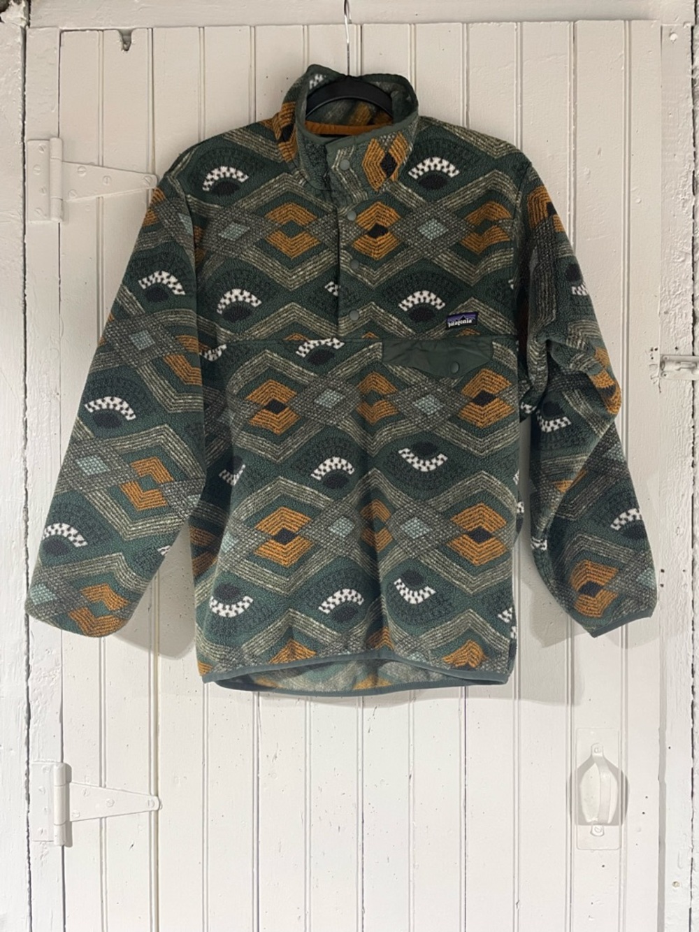 Patagonia Synchilla Green & Yellow Patterned Fleece Pullover